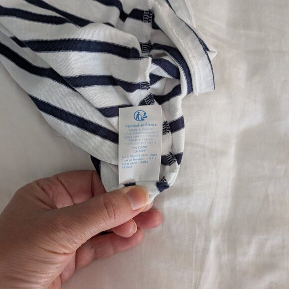 Saint James Navy and White Breton Striped Top, Size US 12, 3/4 sleeves - Picture 8 of 10